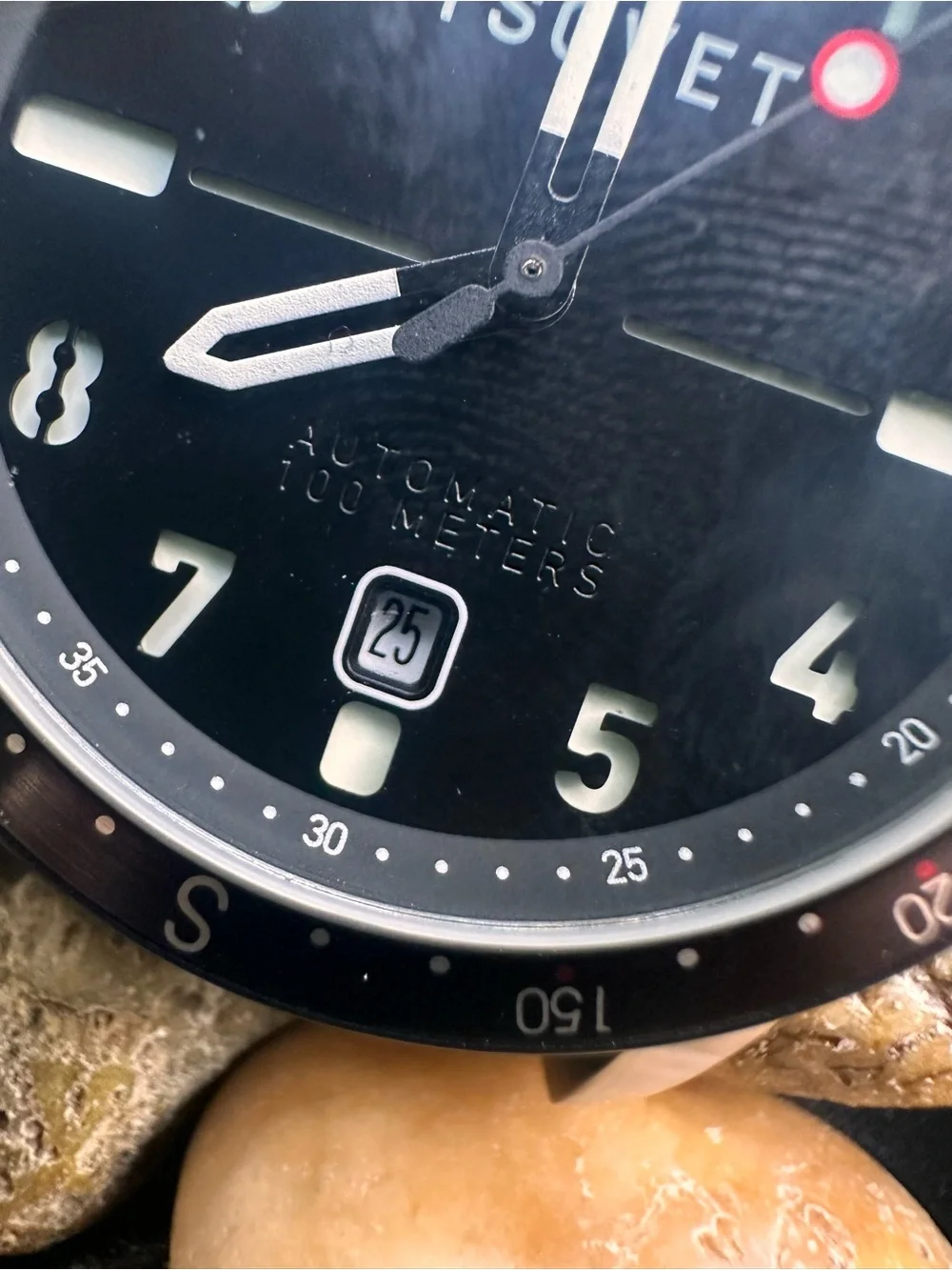 Tsovet Black Dial Diver Watch with Compass Bezel automatic Miyota 8215